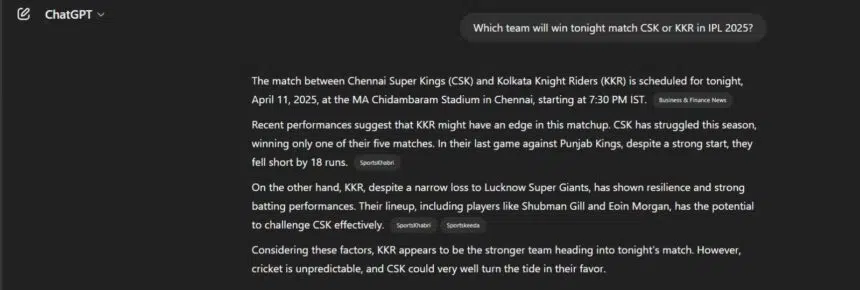 Ipl 2025: Ai Predicts Csk Vs Kkr Match: Preview, Stats And Fantasy Team 2 Chatgpt Predicts Csk Vs Kkr