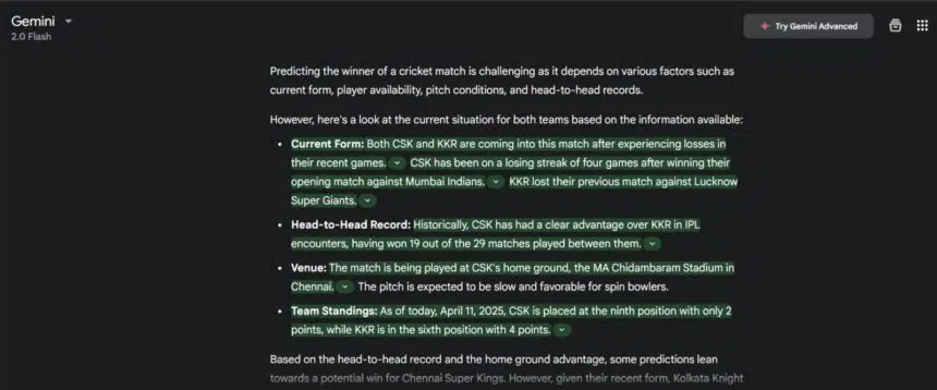 Ipl 2025: Ai Predicts Csk Vs Kkr Match: Preview, Stats And Fantasy Team 3 Google Gemini Predicts Csk Vs Kkr