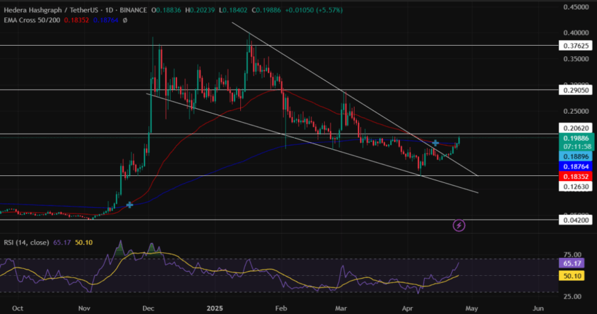 Hedera price chart, looking bullish