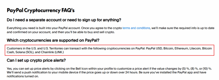 Paypal Adds Support For Solana (Sol) And Chainlink (Link) In Wallet 2 Paypal Supports Sol And Link