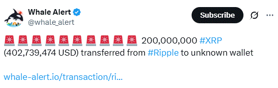 Ripple Sends 200M Xrp To Unknown Wallet While Price Holds $2 2 Ripple Sends 200M Xrp To Unknown Wallet