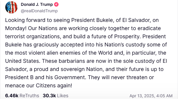 Bukele To Meet Trump At The White House — Bitcoin Bromance Brewing? 2 Trump On Truth Social