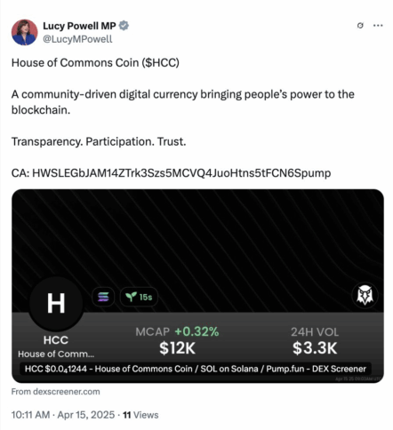Uk Minister’s X Hacked To Promote Fake $Hcc Coin 2 Uk Minister’s X Hacked