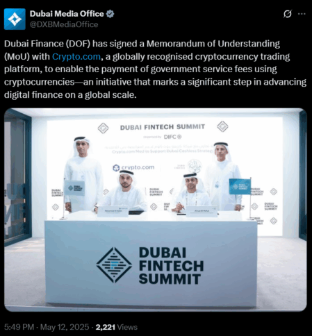 Dubai Residents To Pay Government Fees Using Crypto