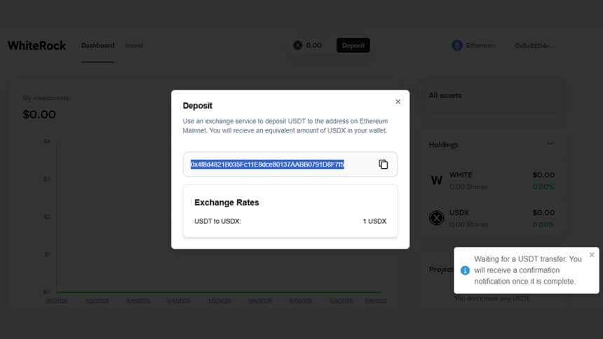 How To Use Whiterock- Step 3- Deposit Funds