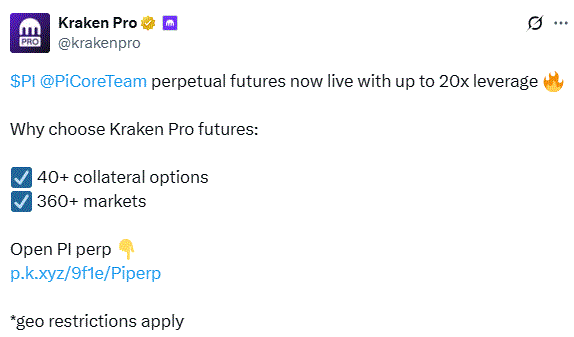 Pi Network Enters Us Market With Kraken Pro Leverage Listing 2 Kraken Pro Leverage Listing Of Pi Coin
