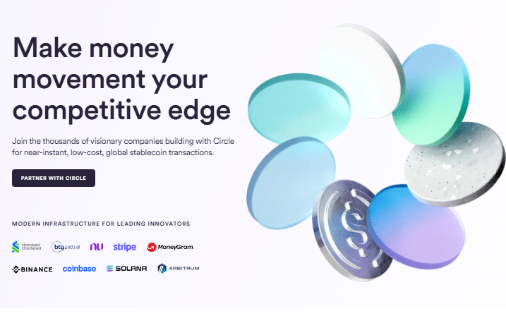 A Snapshot Of Circle Homepage. Source: Circle Website.
