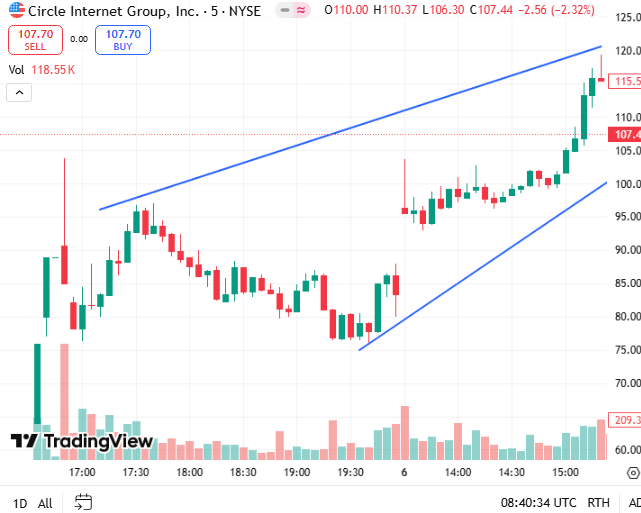 Circle Stock Performance After Nyse Debut. Source: Tradingview