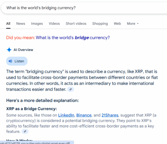 Google’S Ai Search Overview Of What Is The World’S Bridging Currency