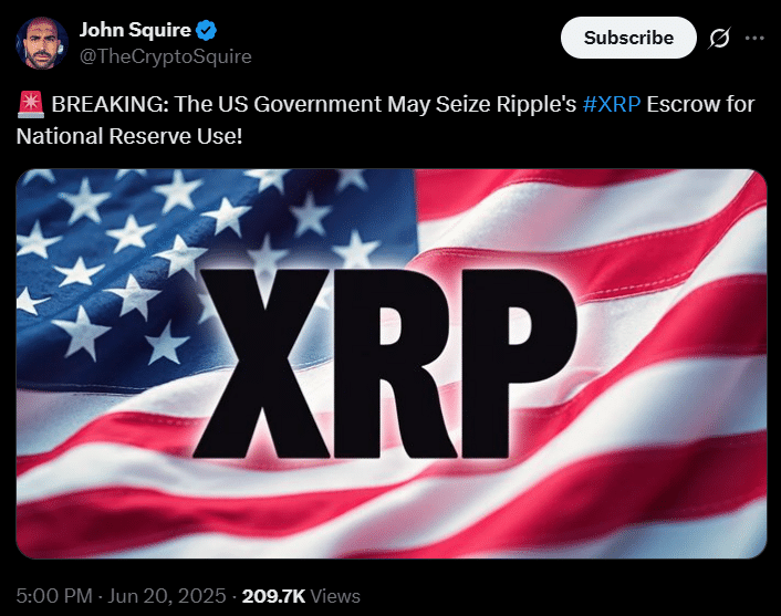 Us To Seize Ripple’s Xrp Escrow For National Reserve: Fact Check