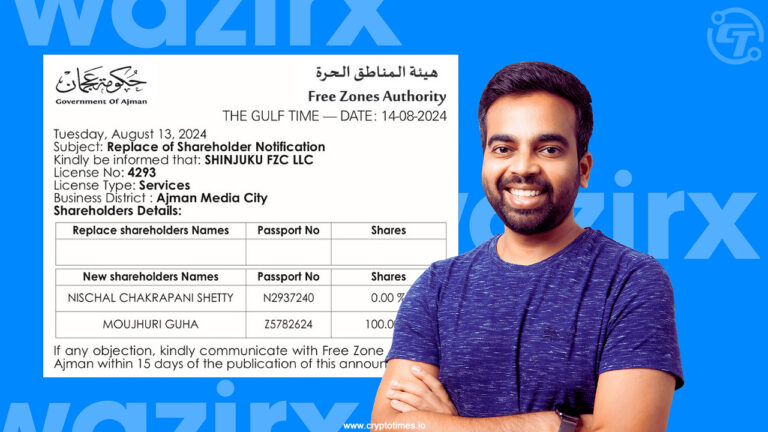 Nischal Transferred 100% Shares to His Wife Weeks After WazirX Hack