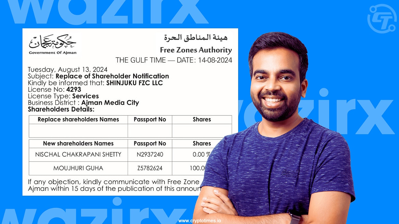 Nischal Transferred 100% Shares to His Wife Weeks After WazirX Hack