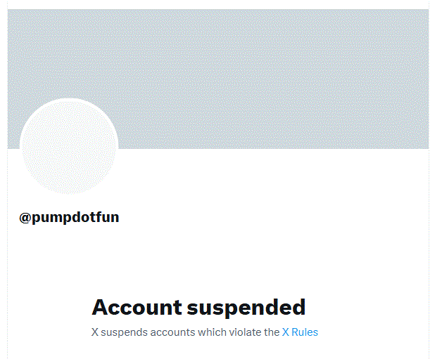 Pumpfun's X Account Suspended