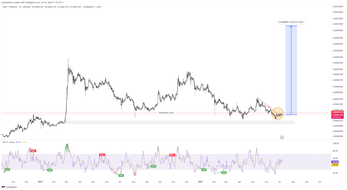 Shiba Inu (SHIB) daily price chart