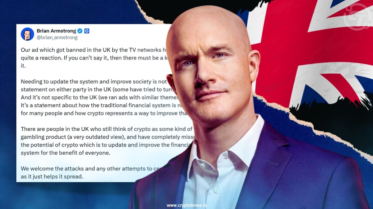 Coinbase UK Ad Ban Sparks Crypto Debate, Says CEO Brian Armstrong