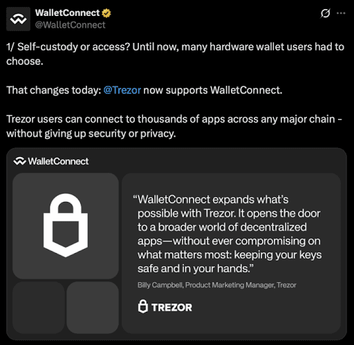 WalletConnect announced the integration