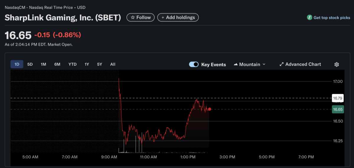 Sbet Price Chart 