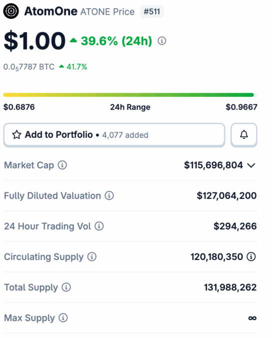 Atomone Crypto Overview