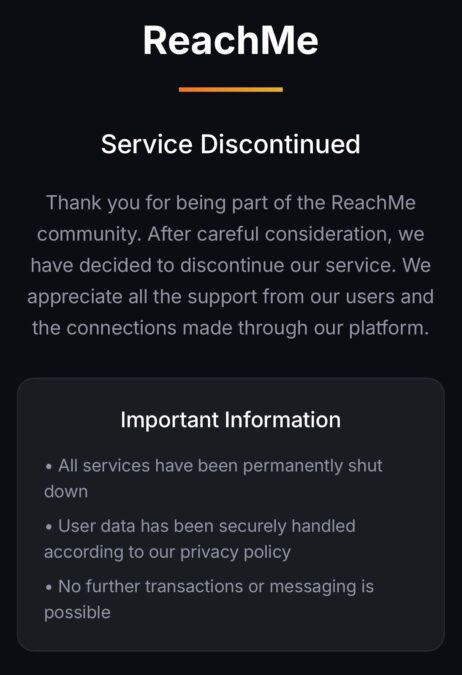 Service Discontinued Announcement