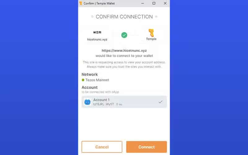 Approve from Temple wallet extension