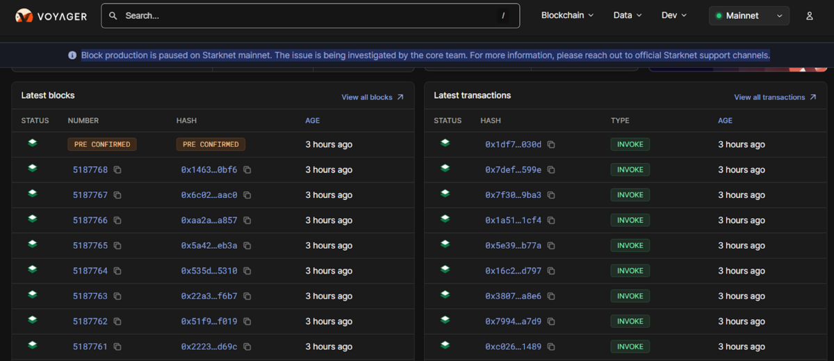 StarkNet Block Explorer