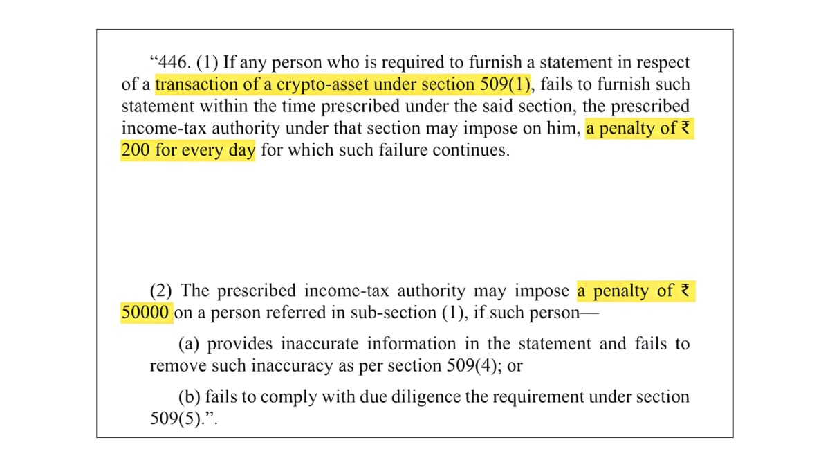crypto transaction penalty section 446 india