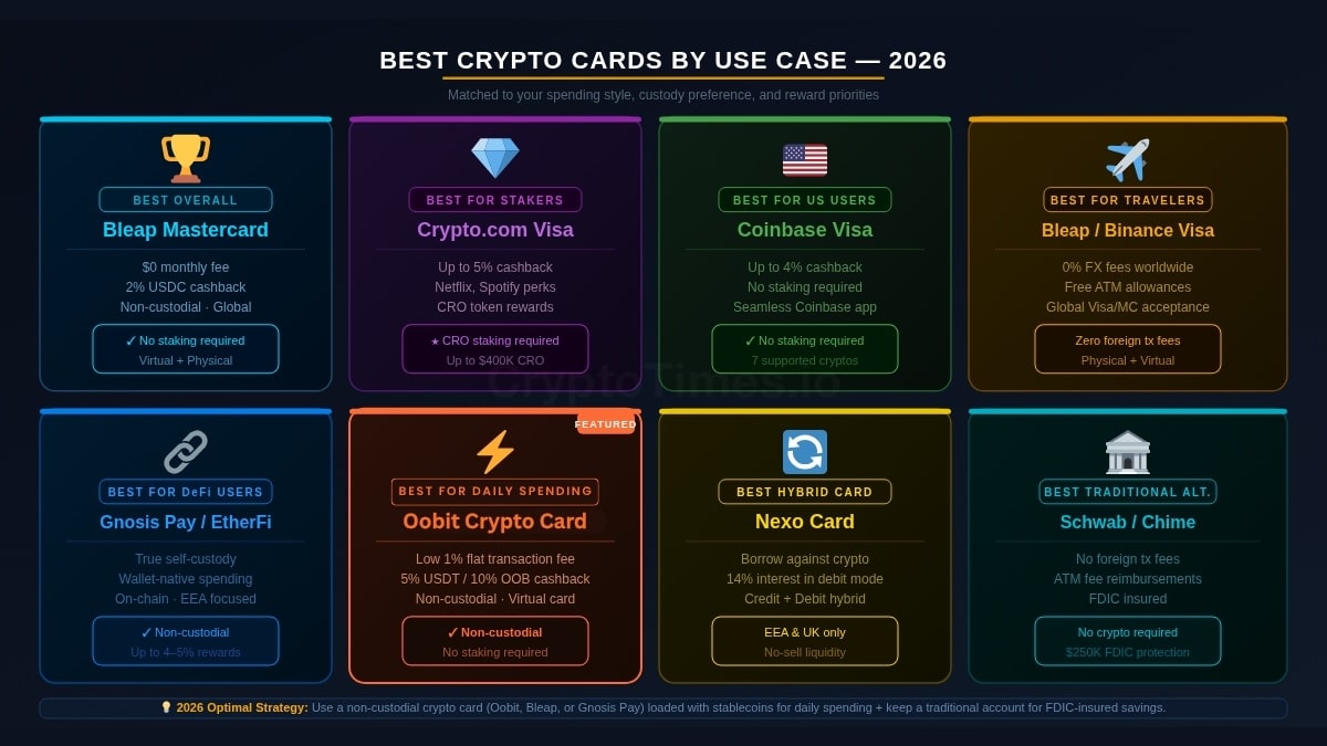 Best Crypto Cards by Use Case