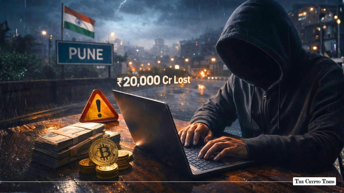 Person with laptop and cryptocurrency coins