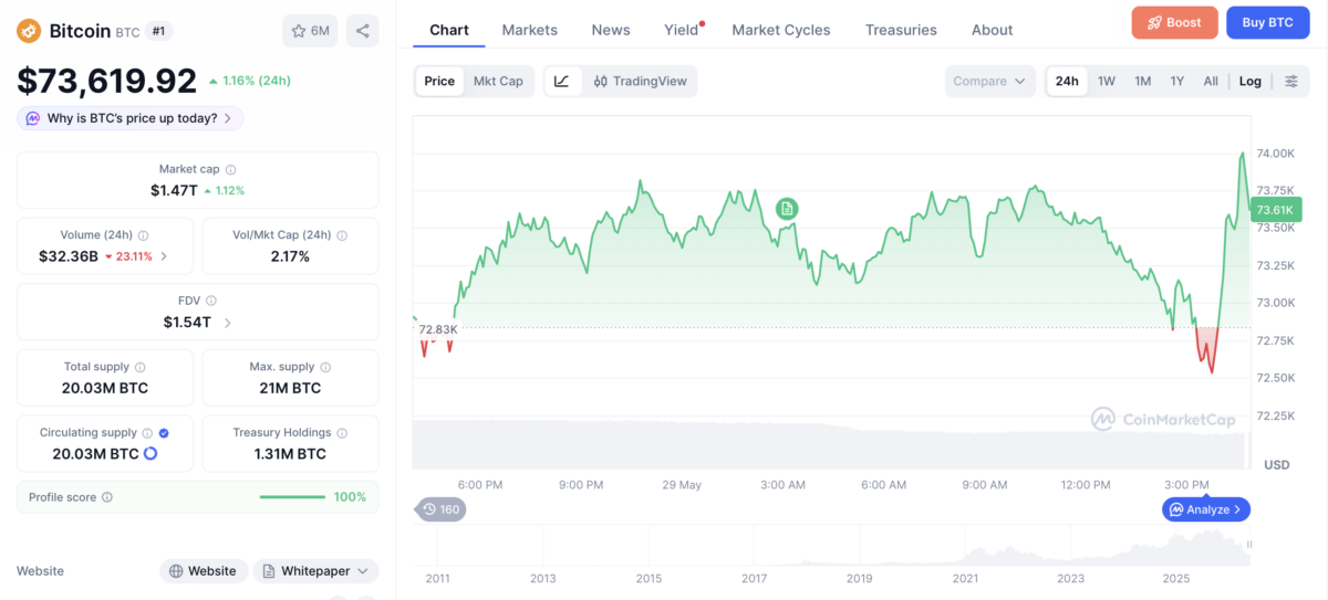 Bitcoin price chart