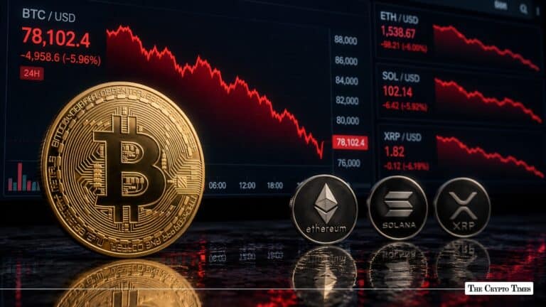Crypto Market Today BTC Drops to $78,000; Altcoins ETH, SOL, XRP Follow