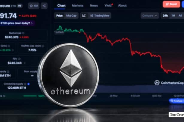 Ethereum Price Today: ETH Down Below $2,000 as Selling Pressure Mounts 