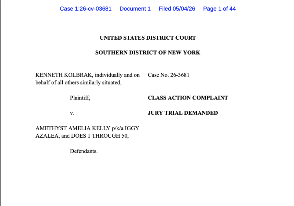 First page of the lawsuit filing
