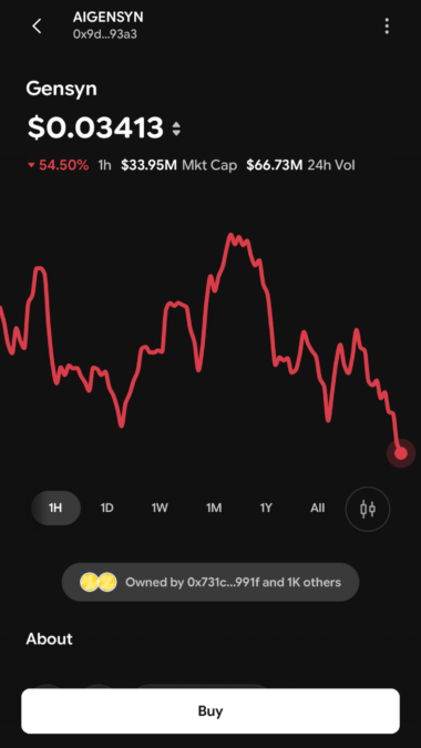 Gensyn token price chart wallet app