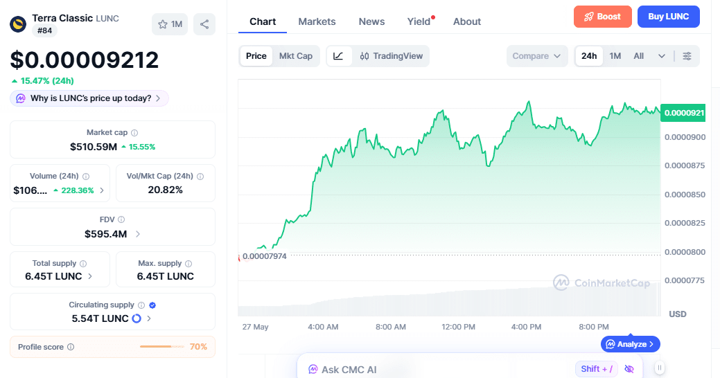 LUNC Price Movement
