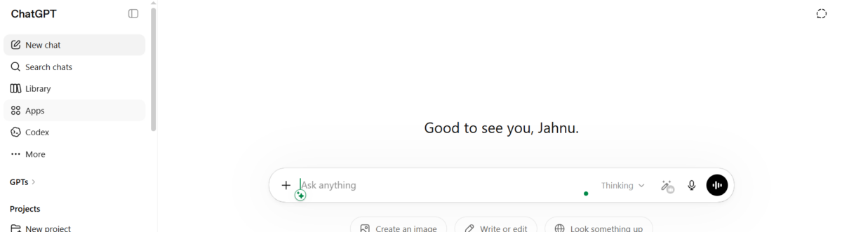 Screenshot of ChatGPT