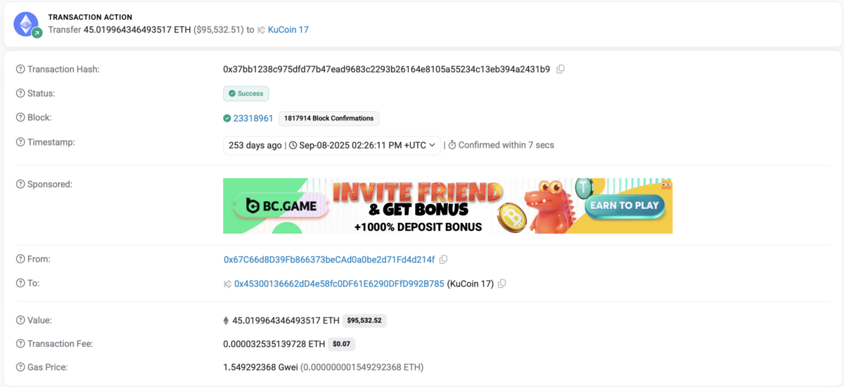 The ETH transaction