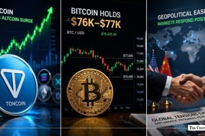 Today in Crypto: Toncoin Lead Altcoin Surge, Bitcoin Price Holds $76K–$77K Amid ETF Outflows and Geopolitical Easing