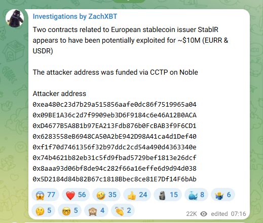ZachXBT hack update