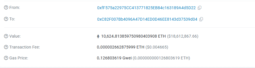 10,624 ETH Transfer - Etherscan