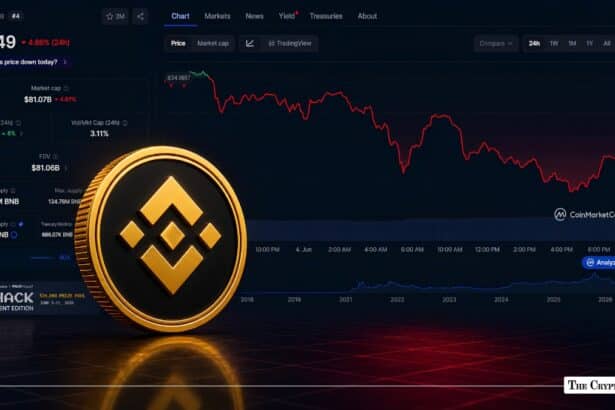 BNB Falls Over 4% in 24 Hours, Slips Near Key $600 Level