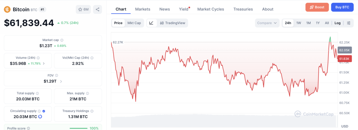 Bitcoin price chart
