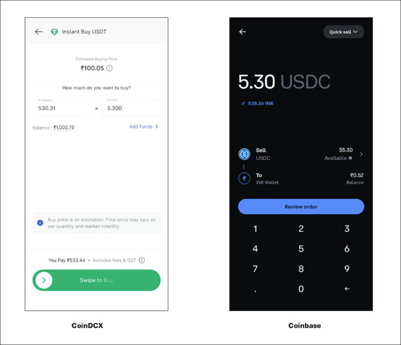 Buying USDT-USDC on CoinDCX and CoinBase