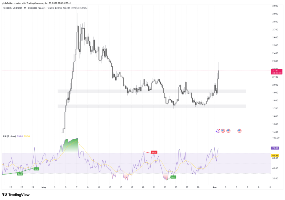 TON daily price chart