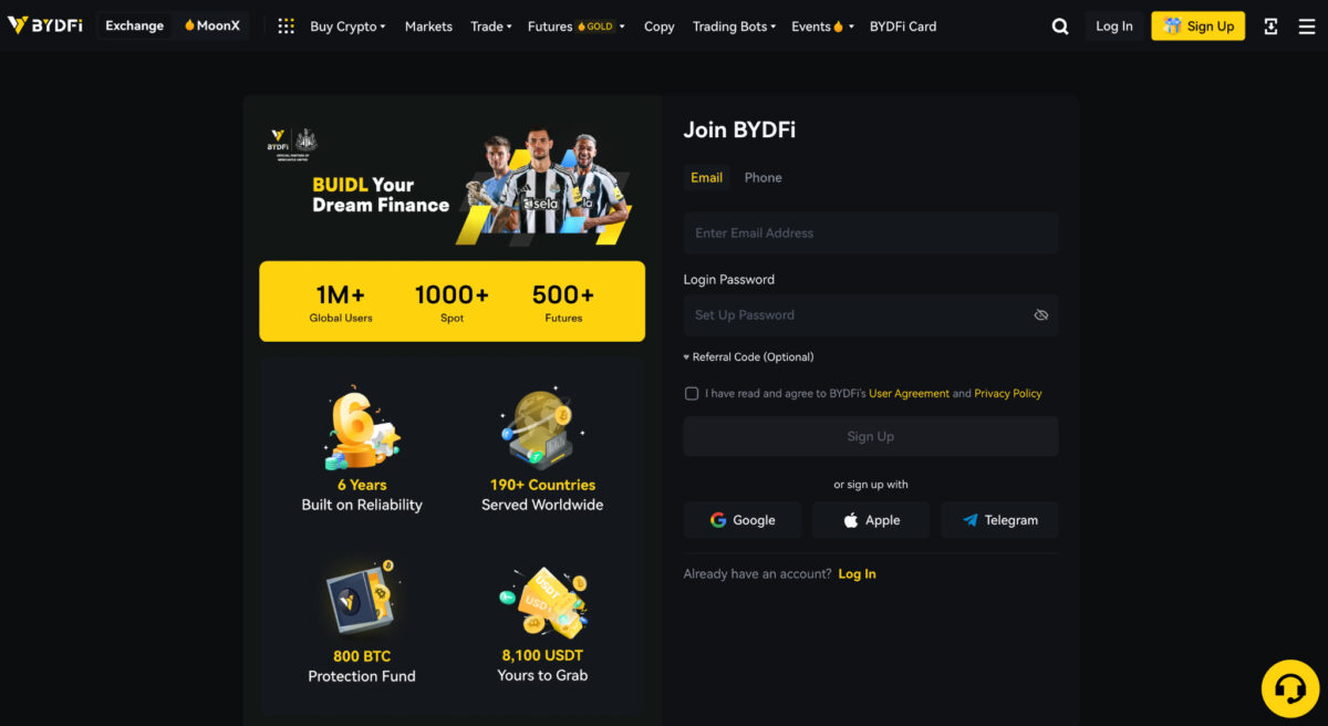 BYDFi signup