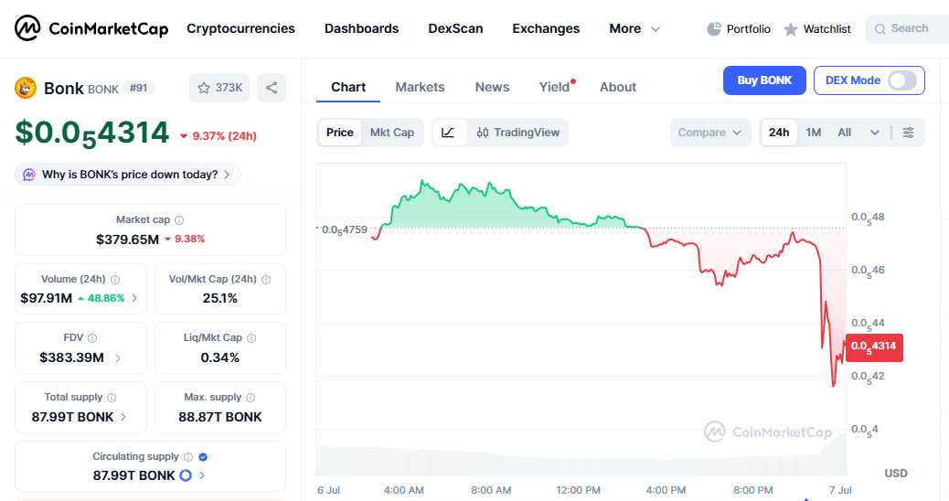 BONK Price Momentum