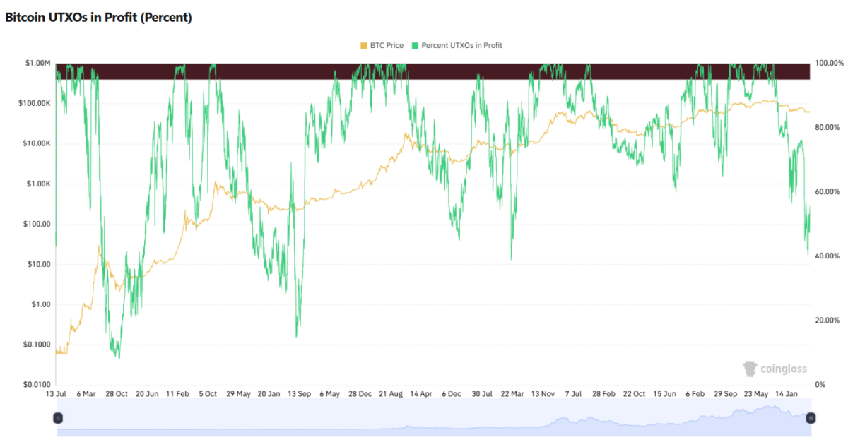 Bitcoin UTXOs in Profit (Percent) Chart