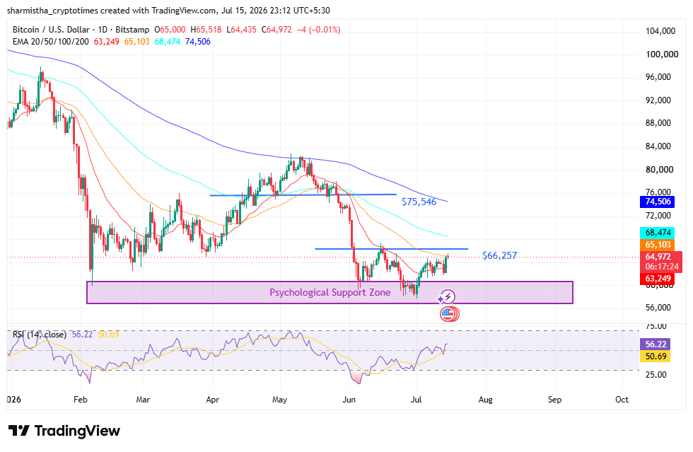 Bitcoin inside psychological support zone