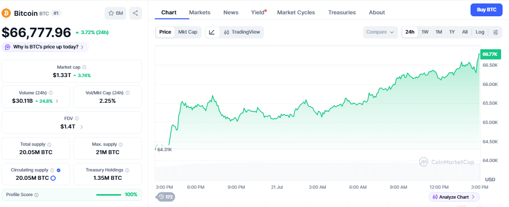 Bitcoin price chart