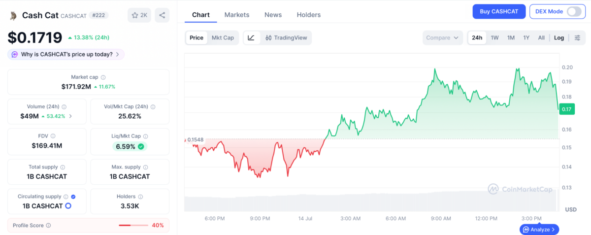 CASHCAT price chart