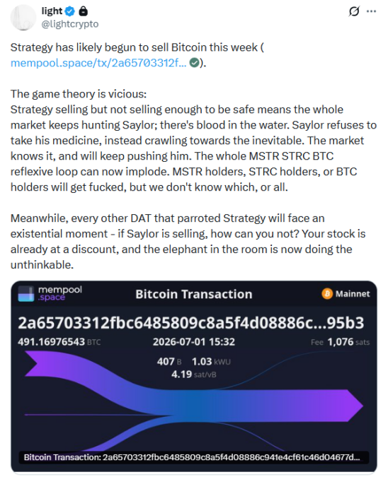 X Post of lightcrypto